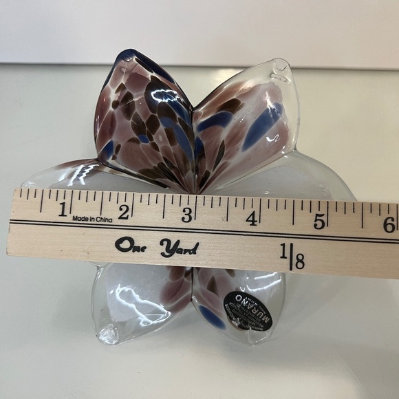 Italian Murano Hand Blown Art Glass Flower Made in Italy VTG 5.5” - Picture 13 of 14